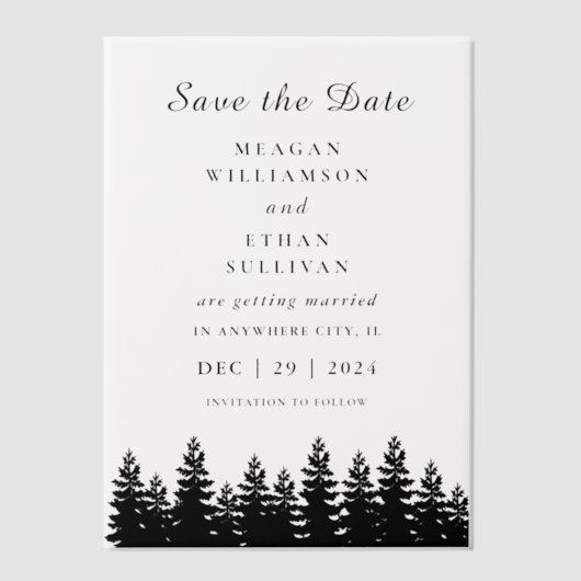 Minimalistische Moderne Zwart Wit Zomer WeddingQRC Vellum Uitnodigingen (Voorkant)