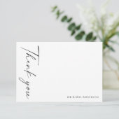 Minimalistische moderne zwart witte bruiloft bedankkaart (Staand voorkant)