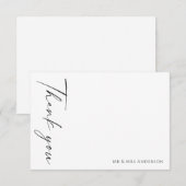 Minimalistische moderne zwart witte bruiloft bedankkaart (Voorkant / Achterkant)