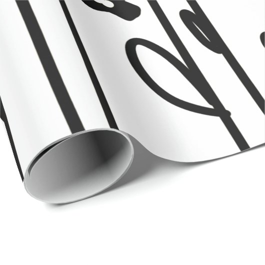 Minimalistische moderne zwart witte doodle bloemen cadeaupapier (Rol Hoek)