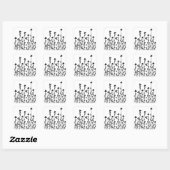 Minimalistische moderne zwart witte doodle bloemen vierkante sticker (Vel)