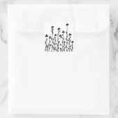 Minimalistische moderne zwart witte doodle bloemen vierkante sticker (Tas)