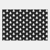 Minimalistische moderne zwart-witte kerstbomen inpakpapier vel (Voorkant 2)