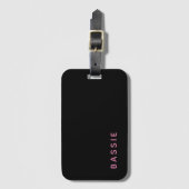 Minimalistische moderne zwarte aangepaste naam bagagelabel (Voorkant (verticaal))