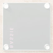 Minimalistische moderne zwarte aangepaste naam glazen onderzetter (Achterkant)