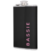 Minimalistische moderne zwarte aangepaste naam heupfles (Links)