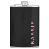 Minimalistische moderne zwarte aangepaste naam heupfles (Voorkant)