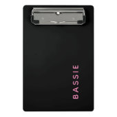 Minimalistische moderne zwarte aangepaste naam mini klembord (Voorkant)