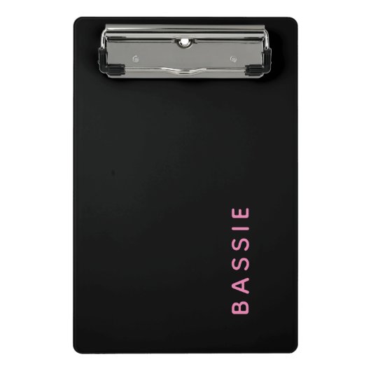 Minimalistische moderne zwarte aangepaste naam mini klembord (Voorkant)