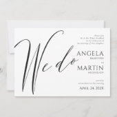 Minimalistische moderne zwarte bruiloft doen we kaart (Voorkant)