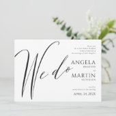 Minimalistische moderne zwarte bruiloft doen we kaart (Staand voorkant)