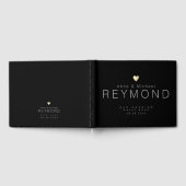 Minimalistische moderne zwarte bruiloft gastenboek (Volledig)