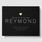 Minimalistische moderne zwarte bruiloft gastenboek (Voorkant)