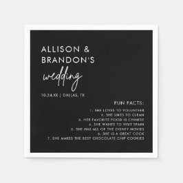 Minimalistische moderne zwarte bruiloft leuke feit servet