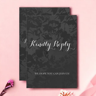 Minimalistische moderne zwarte bruiloft reactie Ka RSVP Kaartje