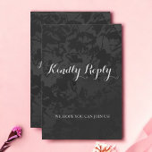 Minimalistische moderne zwarte bruiloft reactie Ka RSVP Kaartje