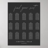 Minimalistische moderne zwarte bruiloft zitkaart poster (Voorkant)