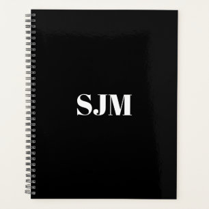 Minimalistische moderne zwarte custom monogram ini planner