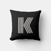 Minimalistische moderne zwarte en witte monogram kussen (Voorkant)