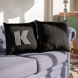 Minimalistische moderne zwarte en witte monogram kussen