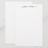 Minimalistische moderne, zwarte-gierige kalligrafi briefpapier (Voorkant / Achterkant)