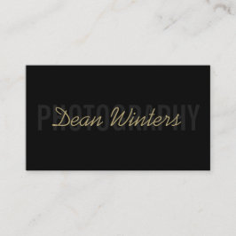 Minimalistische moderne zwarte goudfotograaf visitekaartje