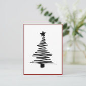 Minimalistische moderne zwarte kerstboom Kerstmis Feestdagenkaart (Staand voorkant)