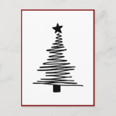 Minimalistische moderne zwarte kerstboom Kerstmis Feestdagenkaart (Voorkant)