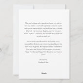 Minimalistische moderne zwarte nieuwjaarsfototrouw feestdagenkaart (Achterkant)