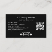 Minimalistische moderne zwarte QR-code sociale med Visitekaartje (Achterkant)