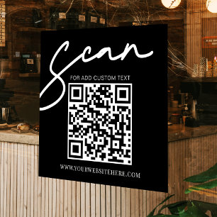 Minimalistische moderne zwarte scan hier zakelijke raamsticker