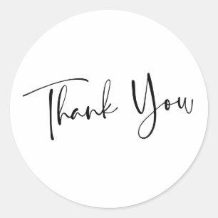 Minimalistische moderne zwarte script bedankt ronde sticker