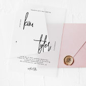 Minimalistische moderne zwarte script duidelijke b acryl uitnodigingen