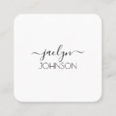 Minimalistische moderne zwarte script gepersonalis vierkante visitekaartje (Voorkant)
