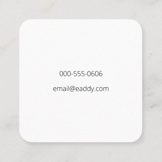 Minimalistische moderne zwarte script gepersonalis vierkante visitekaartje (Achterkant)