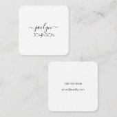 Minimalistische moderne zwarte script gepersonalis vierkante visitekaartje (Voorkant / Achterkant)