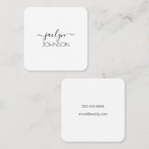 Minimalistische moderne zwarte script gepersonalis vierkante visitekaartje