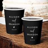 Minimalistische Moderne Zwarte Trouw Namen Papieren Bekers