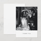 Minimalistische moderne zwarte Typografie Foto Wed Bedankkaart (Voorkant / Achterkant)