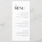 Minimalistische & Moderne Zwarte Witte Bruiloft Menu (Voorkant)