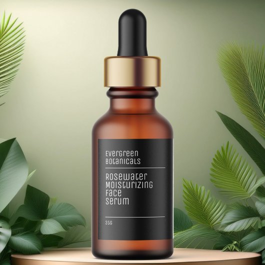 Minimalistische moderne zwarte witte druppelaar fl etiket