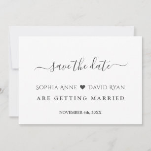 Minimalistische moderne zwarte witte kalligrafie b save the date