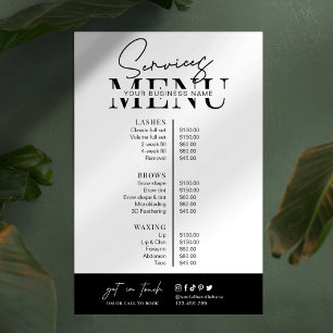 Minimalistische moderne zwarte witte salons servic poster