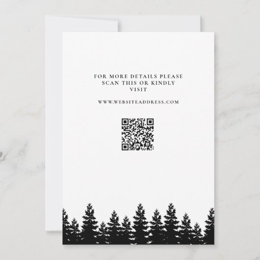 Minimalistische moderne zwarte witte winterhuwelij save the date (Achterkant)