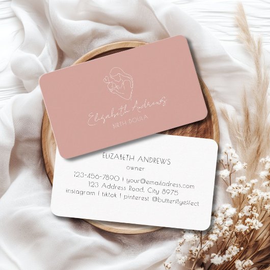 Minimalistische Moeder & Baby Line Art – Doula, vr Visitekaartje