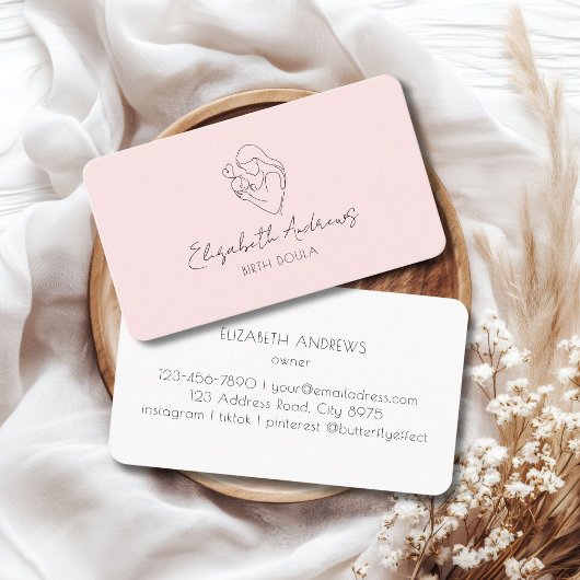 Minimalistische Moeder & Baby Line Art – Doula, vr Visitekaartje