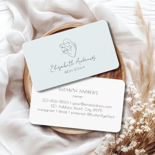 Minimalistische Moeder & Baby Line Art – Doula, vr Visitekaartje