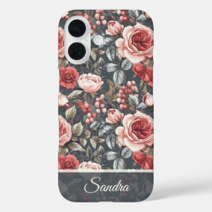 Minimalistische Moeder Cadeau Roos Bloem Naam iPhone 16 Hoesje