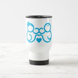 Minimalistische Moeder En Baby Hart Lijn Kunst Cad Reisbeker