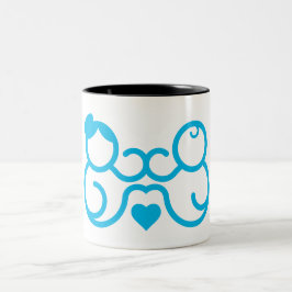 Minimalistische Moeder En Baby Hart Lijn Kunst Cad Tweekleurige Koffiemok